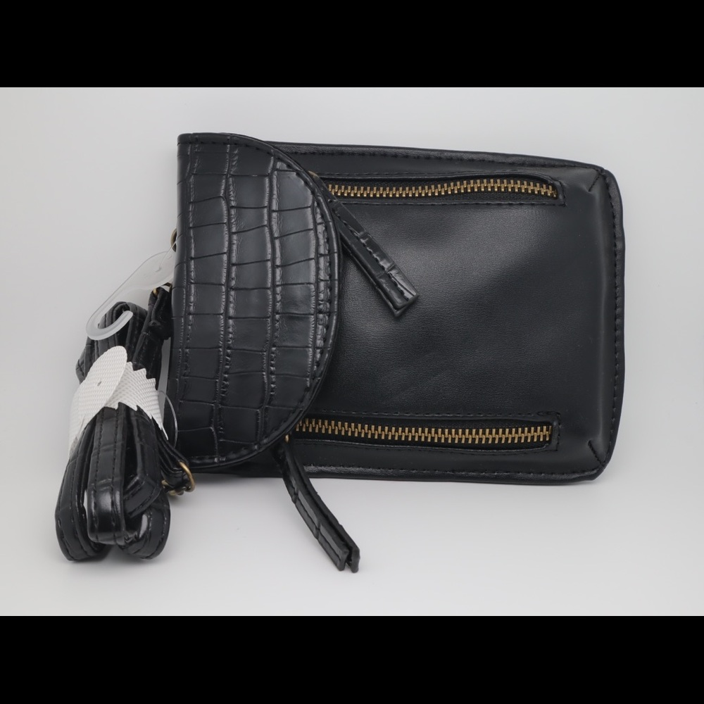2 Black/Burgundy Crossbody Handbag Ladies Purse